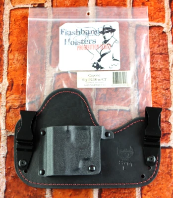 Flashbang Red Stitch Leather LH Holster IWB Capone For Sig P238 w/CT - Image 1 of 4