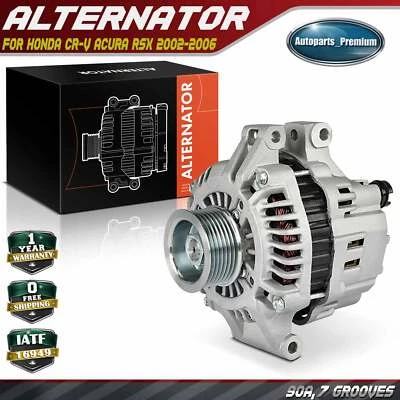 Alternador para Honda CR-V Acura RSX 2002-2006 90 amperios 12 voltios en sentido horario 7 ranuras Foto 1 de 4