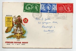 Cubierta GB - 1957 SCOUTS JAMBOREE Rover Moot FDC SUTTON COLDFIELD eslogan Jamboree - Imagen 1 de 1