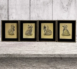 Vintage Stan David Framed Prints- 4”x5” (4) Victorian 1940’s Dancing Courting - Picture 1 of 18