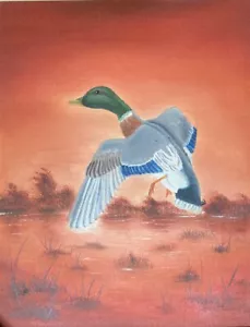 Duck at Reelfoot Lake by Helen Emery - Original Oil Painting - Picture 1 of 3