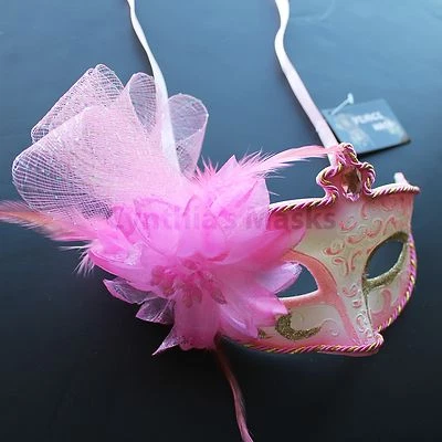Rose Pink Floral Venetian Masquerade Mask Party Prom Wedding Halloween Costume - Image 1 of 3