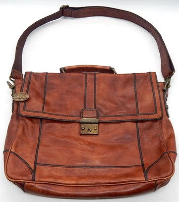 Fossil Soft Leather Messenger Vintage Latch Handle/Shoulder Strap Briefcase RARE - Image 1 of 4