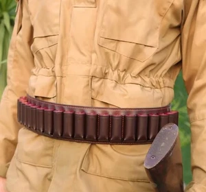 Handmade Leather Cartridge Belt – Shotgun Ammo Holder for Hunting Shooting - Picture 1 of 5