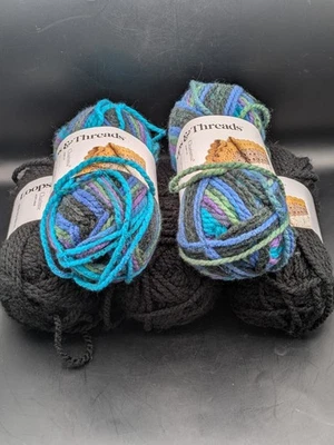 Loops & Threads Charisma yarn in NORTHERN LIGHTS (2) & BLACK (3) each 109 Yds. - Image 1 of 4