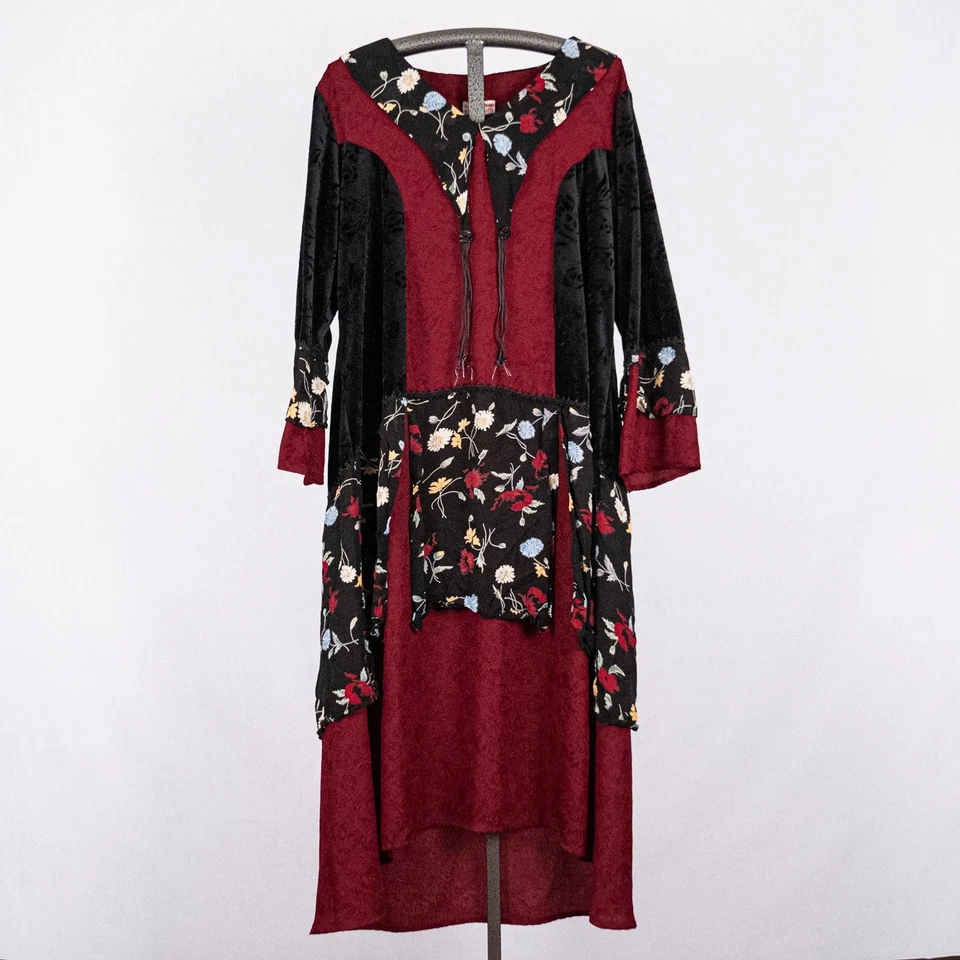 Vestido Vintage FairyCore Cottage Whimsigoth Renacimiento Talla 2X Floral Terciopelo Arte Foto 1 de 4