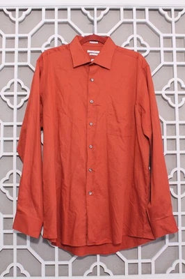 Van Heusen Button Up Shirt Mens L Orange Business No Iron Lux Sateen 16.5 34-35 - Image 1 of 4