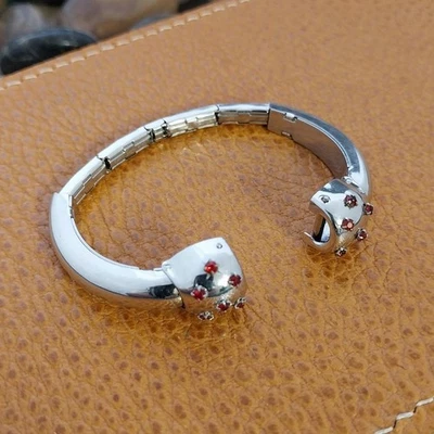 1950s Kreisler Ladies Gold-Filled & Red Rhinestone Cocktail Vintage Watch Band Foto 1 de 4