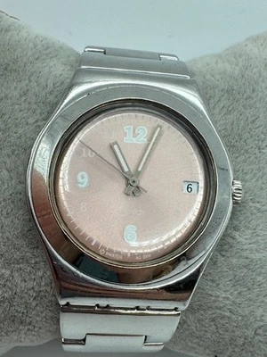 Swatch Irony AG2000 Swiss Silver Tone Pink Dial Quartz Date Watch New Battery - Image 1 of 4