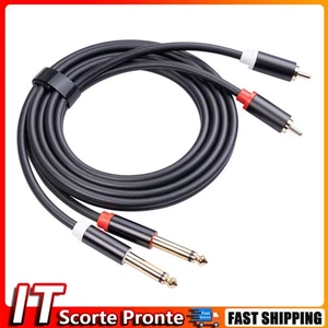 2 RCA Male to 2 6.35 Jack Male Audio Cable 1.5m Connector Converter Adapter Cord - Photo 1/11