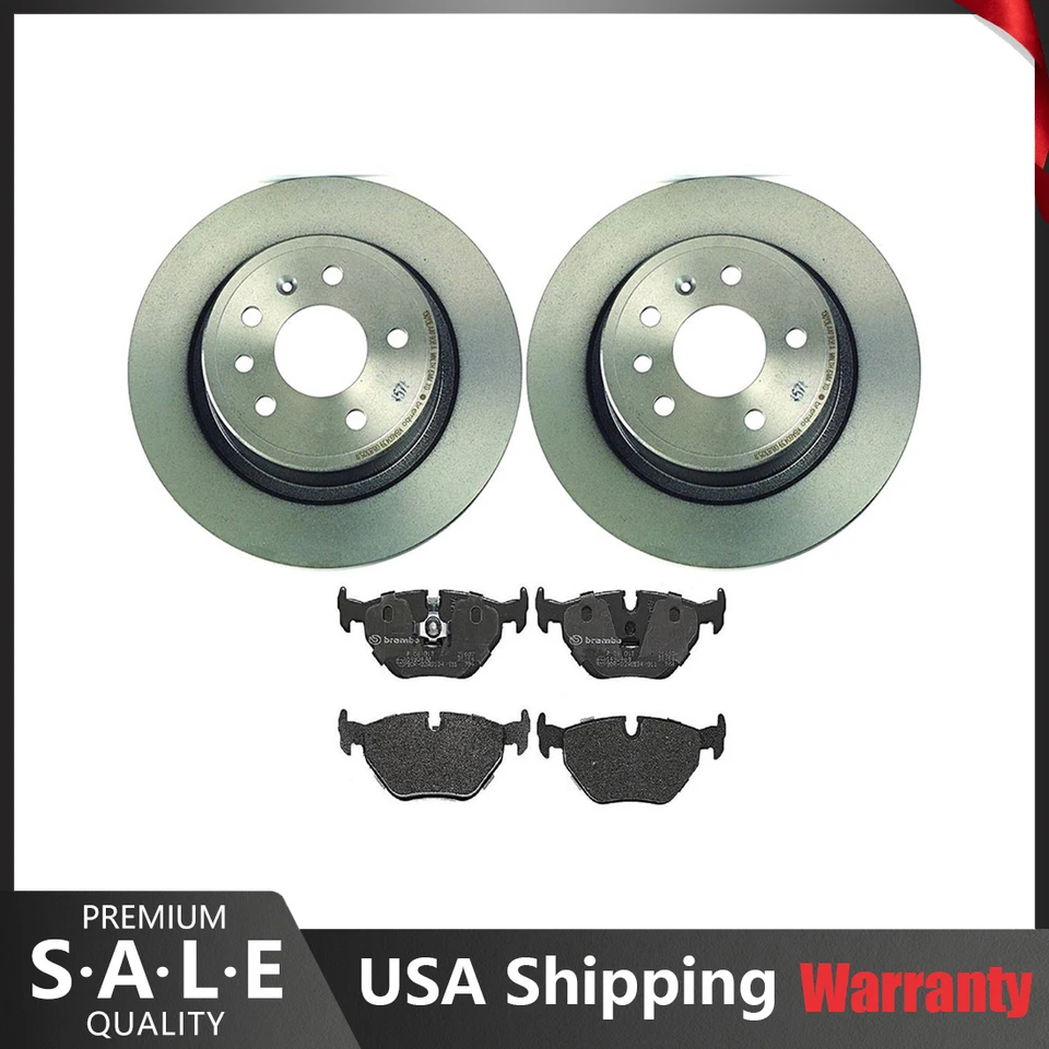 Kit de freio traseiro Brembo rotores de disco revestidos UV pastilhas de baixo metal para Saab 9-5 1999-2009 - Imagem 1 de 4