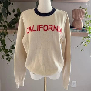 Trovata Birds of Paradis California Womens Sweater M Cream Coastal Preppy Retro - Picture 1 of 11