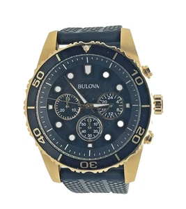 Bulova Sport 98A191 Chronograph Black Rubber Strap Yellow Gold Case Men's Watch - Picture 1 of 5
