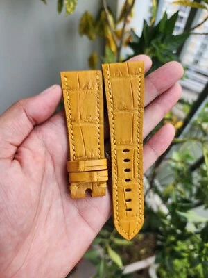 Correa de reloj con piel de cuero genuino amarillo talla 27/22 mm PARA PM - Personalizar Foto 1 de 4