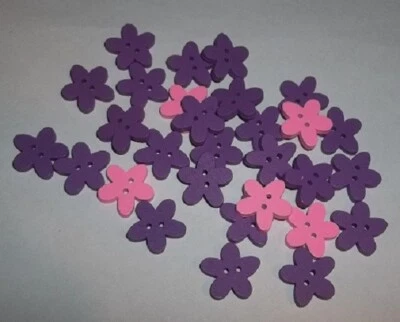 New Lot of 27 Wooden 2 Hole Flower  Buttons Craft Scrapbooking Etc. Wood New - Image 1 of 2