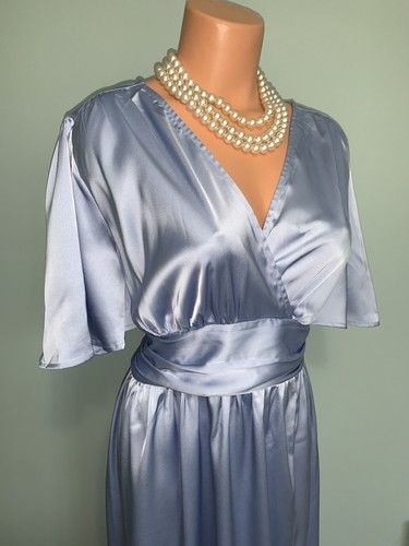 UNDERCOVER NUOVO abito raso segreto lucido 3x maniche a campana sexy spacco 19" elegante stile vintage