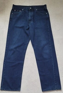 Hugo Boss Mens Jeans W34 L32 Straight Leg Dark Blue Wash Alabama Style Logo Tab - Picture 1 of 17