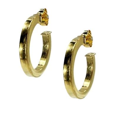 Sheila Fajl Ilana Bold Square Tube Hoop Earrings in Champagne - Image 1 of 4