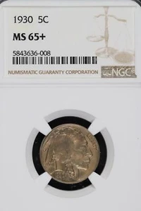 1930 Buffalo Nickel NGC MS65+ Plus Gem *Double Coins* 2100-34 - Bild 1 von 2
