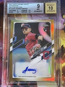 Andres Gimenez 2021 Topps Chrome Update Gold Refractor Auto BGS 9 Mint /50 - Picture 1 of 5