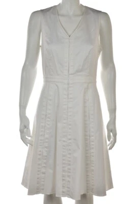 NEW Magaschoni Womens Dress Size 10 Yacht White Sheath Knee Length Sleeveless - Image 1 of 4
