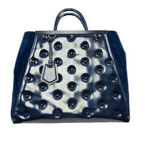 Fendi Dark Blue 2Jours Patent Leather Tote Bag - Picture 1 of 12