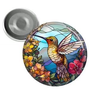 Faux Stained Glass Art Print Hummingbird  Bird Lover Gift 2 1/4" Fridge Magnet - Bild 1 von 3