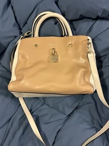 Dana Buchman Faux Leather Tan And White Satchel - Picture 1 of 10