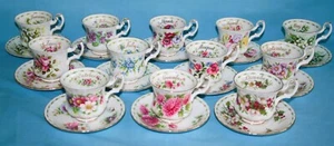 ROYAL ALBERT ' FLOWER OF THE MONTH ' COFFEE CUP & SAUCER TRIO's - Picture 1 of 25