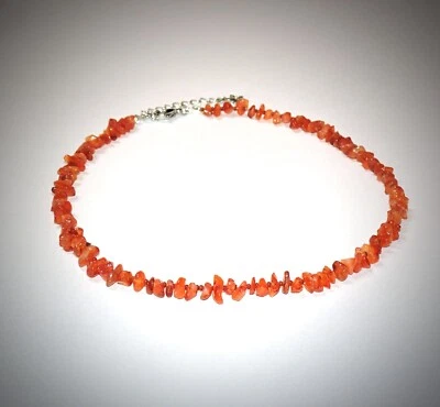 Ожерелье с подвеской в виде цветка из натурального сердолика скол ручной работы - Изображение 1 из 4