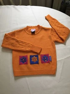 Obermeyer Girls Sweater Orange Wool Blend Long Sleeves Flower Power Style Large - Picture 1 of 10