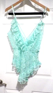 DE COLECCIÓN VICTORIA'S SECRET VERDE AZULADO ENCAJE LENCERÍA DE UNA PIEZA ENTREPIERNA A PRESIÓN - Imagen 1 de 11
