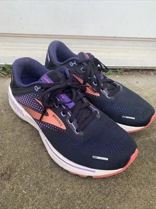 Brooks Women Adrenaline GTS 22 Running Shoes 10 Wide Navy Coral Comfort Crossfit - Picture 1 of 6