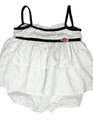 CachCach Cach Cach BOUTIQUE Blanco Ojales Volantes Vestido Mameluco Bebé Niña 12 meses Foto 1 de 4