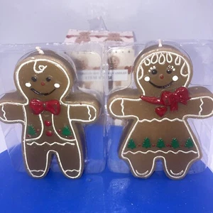 Vintage 4" Lebkuchen Junge & Mädchen Weihnachtskerzen nie benutzt - Bild 1 von 4