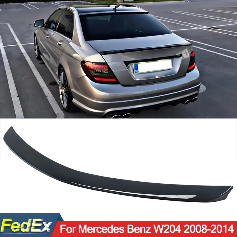 For Mercedes Benz C Class W204 2008-2014 Gloss Black A Style Trunk Spoiler Lip - Image 1 of 4