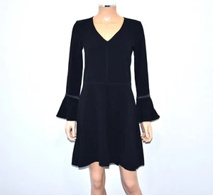 NWT! SCOTCH & SODA Black Crepe Long Sleeve Dress - Sz XS - Picture 1 of 10