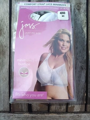 Just My Size Bra 42DD White Minimizes Bustline Wirefree New - Image 1 of 4