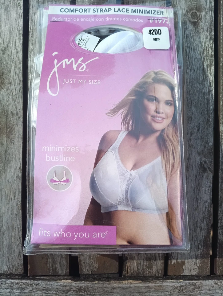 Just My Size Bra 42DD White Minimizes Bustline Wirefree New - Image 1 of 4