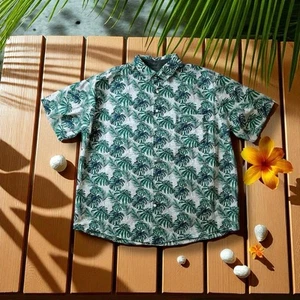 Claiborne Vintage Tropical Leaf Hawaiian Button Up Shirt- Size 2XLT |Y2K Resort - Picture 1 of 9