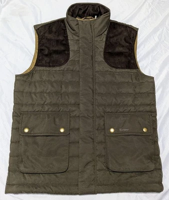 Barbour Men's Bradford Gilet Vest Olive Brown Large L Barbour Avocet Quilt Suede - Image 1 of 4