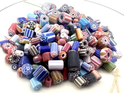 90 Grams Glass Millefiori Beads Tube Barrel Slice Mix 4mm - 12mm Jewelry Making - Image 1 of 4