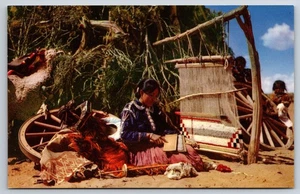 Postcard - Traditional Weaving Scene Navajo Rug - Picture 1 of 2