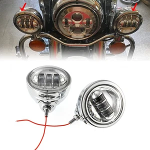 Luces antiniebla LED 4,5" + cubo de carcasa para Harley Heritage Softail Classic FLSTC - Imagen 1 de 12