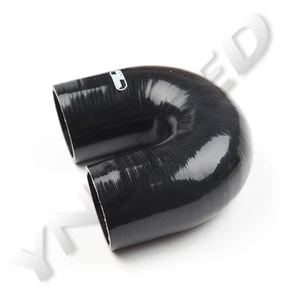 US STOCK 3" inch 4 Ply 180 Degree Turbo Silicone Coupler Hose Pipe Black - Picture 1 of 4