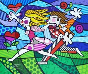 ROMERO BRITTO Dreaming 2021 HAND SIGNED 9/150 Canvas Brazilian Artist Pop Art - Picture 1 of 5