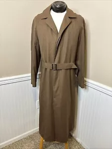 Vintage Perry Ellis Men’s Overcoat, Sz 40R, Hong Kong With Belt Trench Coat Wool - Picture 1 of 17