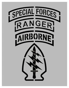 Special Forces Ranger Airborne Stencil 8.5" x 11" FREE SHIPPING - Afbeelding 1 van 2
