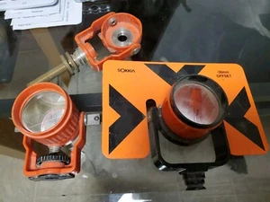 Sokkia Prism Lot 2 and 1 Mount Orange -30mm 0mm Offset Crosshair Surveying - Picture 1 of 20