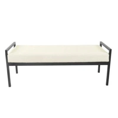 Homepop Bedroom Benches Cream Sherpa W/Metal Legs 18.9"Hx49.5"Wx 17.25" Sturdy - Image 1 of 4